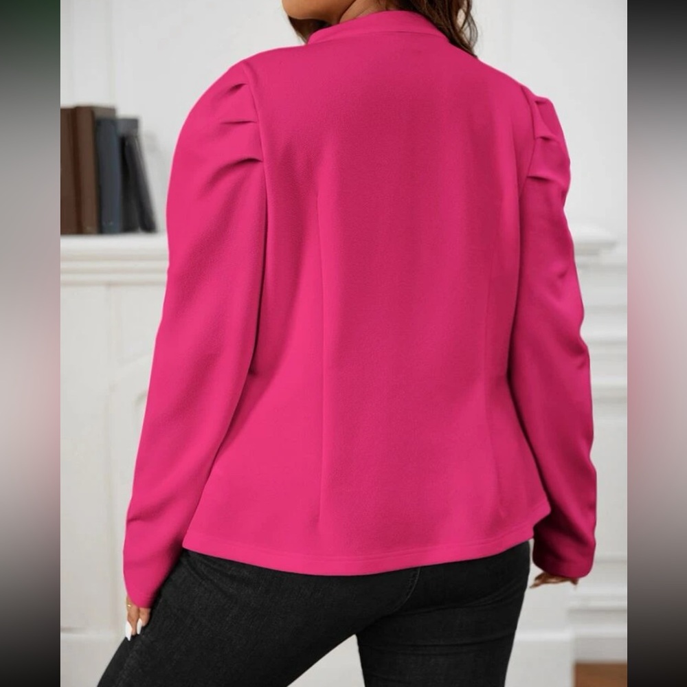 Plus size black puff sleeve jacket - Picture 8 of 15